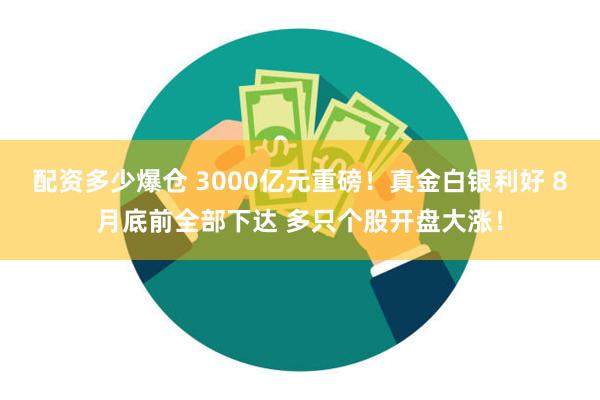 配资多少爆仓 3000亿元重磅！真金白银利好 8月底前全部下达 多只个股开盘大涨！